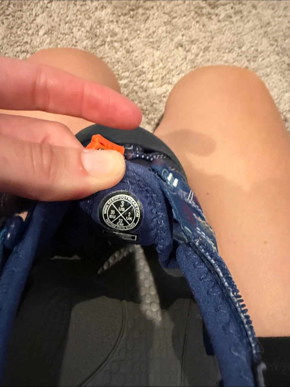 Kids Navy Blue Keen Sport Sandals with Orange Accents